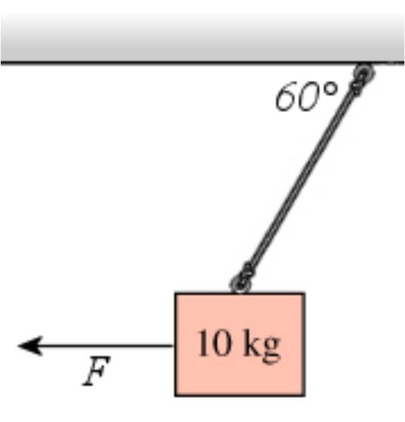 13. A force F is maintaining a 10 kg block in the equilibrium position shown in the figure. www.chegg.