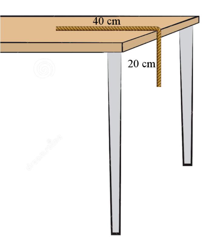 33. In the situation shown in the figure, there is no friction between the table and the 5 kg rope sliding on the table.