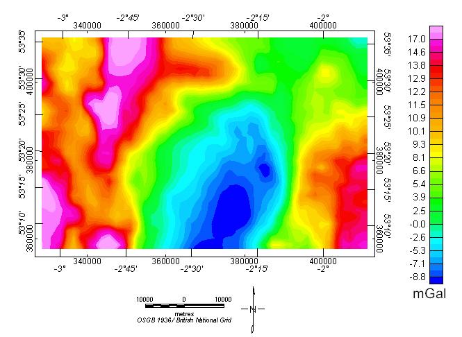 Vol. 21 [2016], Bund. 01 404 Figure 6: Bouguer anomaly gravity map Figure 7 shows the interpreted power spectrum curves of A until E along the E-W lines.
