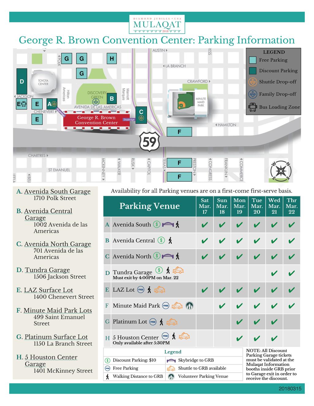 GRB Parking Information Flyer Flyer will provide information on parking options and availability at GRB during the Mulaqat week Please pay