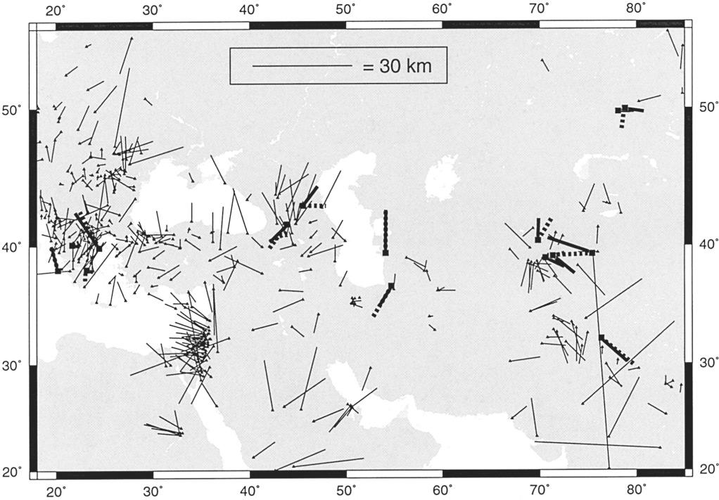 602 P. M. Shearer Figure 8. A close-up of station mislocation vectors (thin lines) in part of Eurasia, compared to event mislocation vectors for reference events (thick lines).
