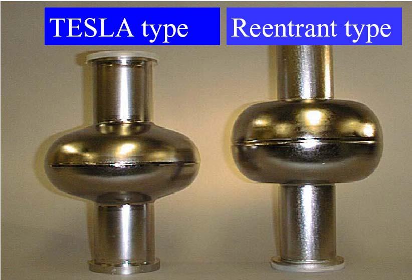 TESLA vs. Reentrant cavity DESY Eacc ~ 40 MV/m Cornell Univ.