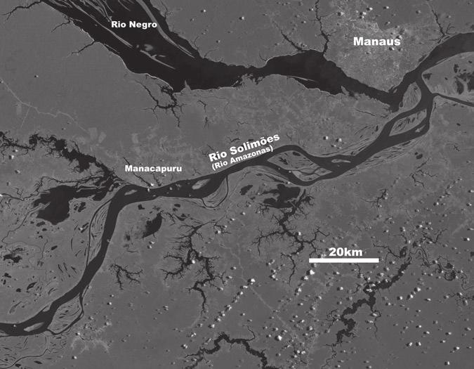 2 Development of the Amazon Valley During the Middle to Late Quaternary 29 Fig. 2.1 Satellite image of the Solimões River and its surroundings, between Manacapuru and Manaus.