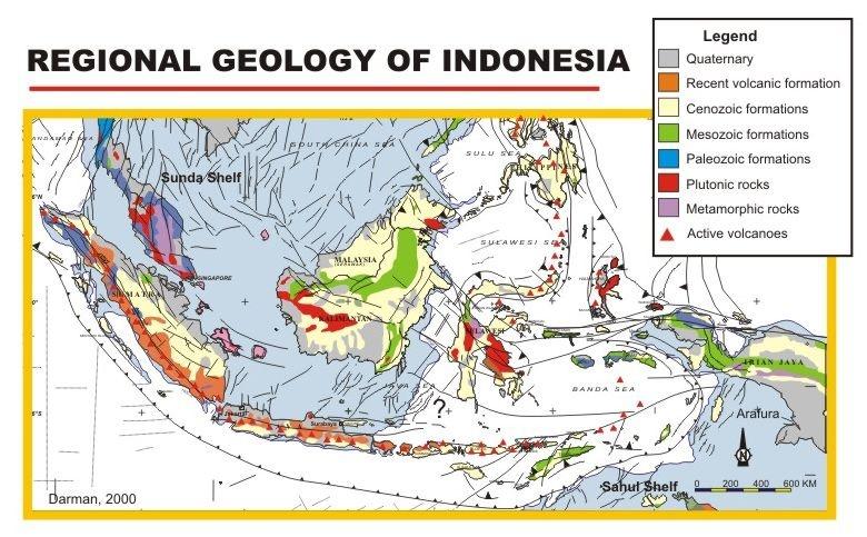 3 Identification of Primary input parameters (3): subsoil conditions a. Geological and topographical maps The maps below are drawing the geological and topographical condition in Indonesia.