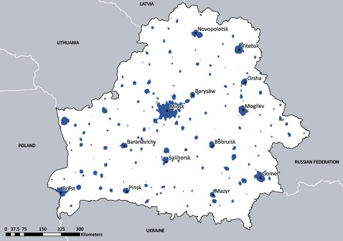 SPATIAL TRENDS OF THE URBAN SYSTEM Belarus cities are growing in area.