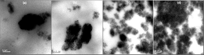 3.3.4 Microscopic analyses of PDMS composites The TEM images of 40 wt % CS containing PDMS composites obtained with the use of different dispersion media are shown in Figure 3.11.