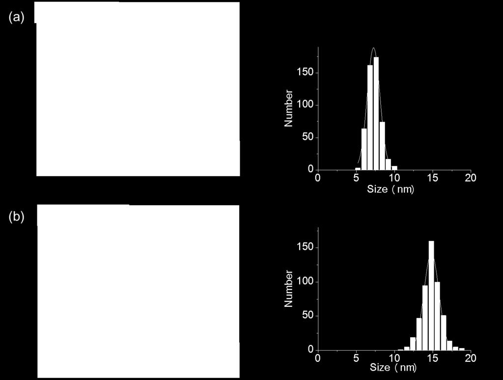 histograms (right) representing the