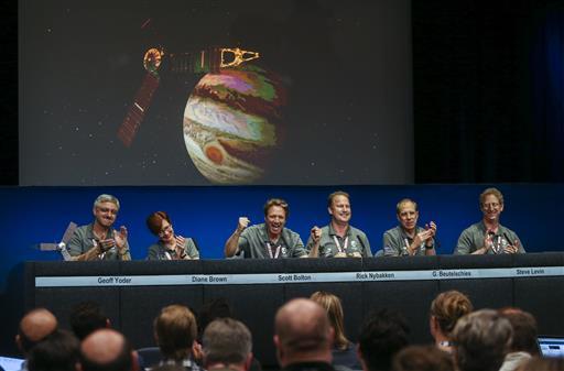 called for Juno to swoop within 3,000 miles (5,000 kilometers) of Jupiter's clouds closer than previous missions to map the planet's gravity and magnetic fields in order to learn about the interior