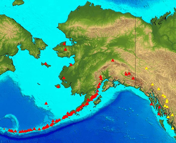 Alaska and Iceland Volcanoes formed by the subduction of the Pacific