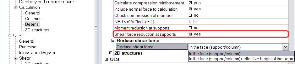 Section 6 Ultimate limit states (ULS) Shear Shear force reduction at supports For members subject to predominantly uniformly distributed loading, the design shear force need not to be checked at a