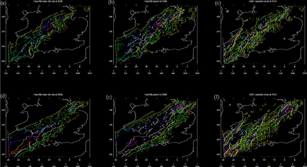L. H. Baker et al.: Representation of model error in a convective-scale EPS 29 Fig. 9. Spatial distribution of rain rate diagnostics (mm h 1 ) for the control ensemble.