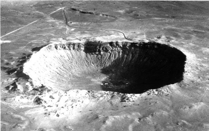 , Meteor Crater was formed about 20,000 years ago. North is to the top.