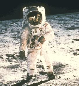 Buzz Aldrin on the Moon during