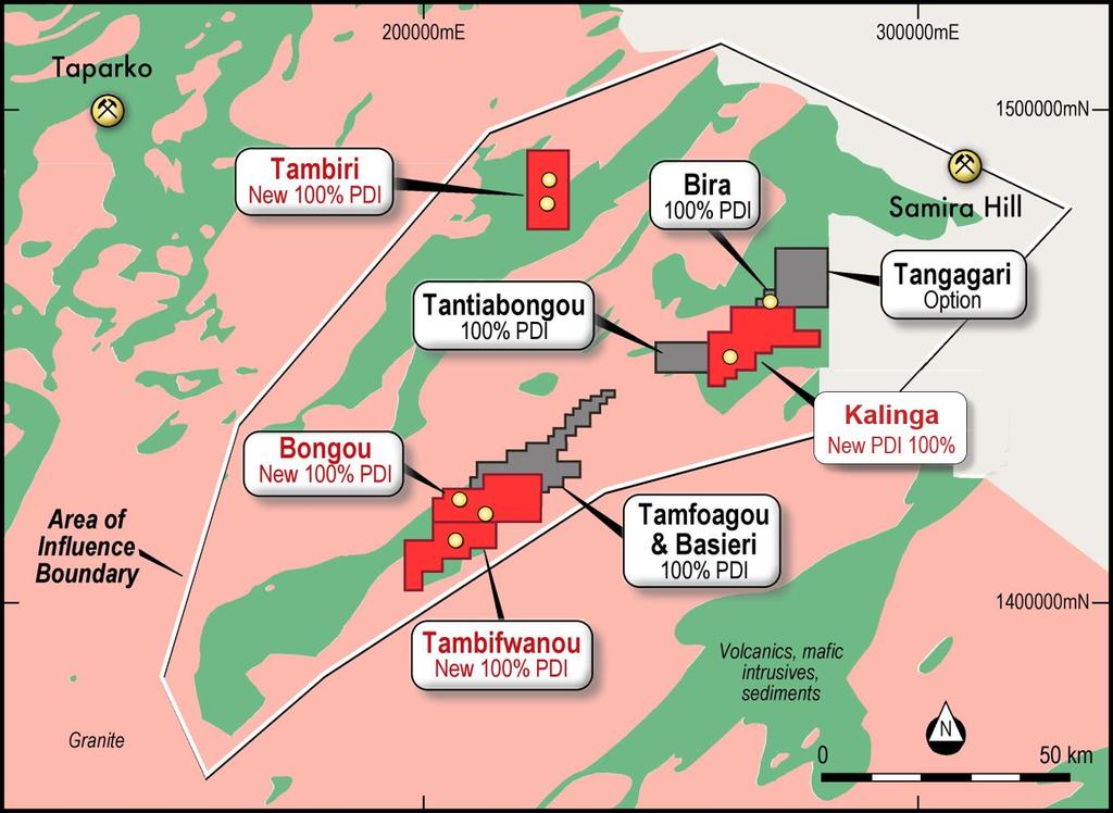 EASTERN BURKINA FASO PROJECT - BACKGROUND Predictive s current tenement holdings in Burkina Faso are located in the east of the country, and cover approximately 90km of strike length of the Samira
