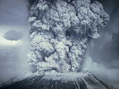 Volcano (Noun) A mountain or hill formed by plate tectonics that has an opening that releases lava, rock fragments,