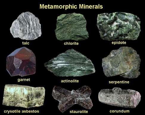 metamorphic minerals.