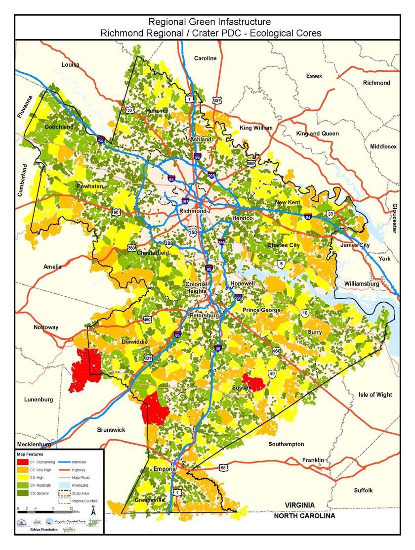Green Infrastructure in coordination with CPDC Used GIS to identify and analyze various environmental
