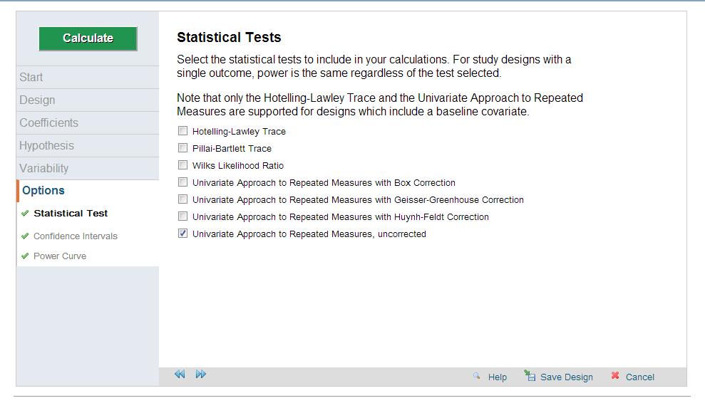 Leave the box checked in the Confidence Interval Options screen, and click forward to continue to the next screen.