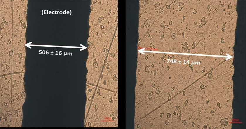 77 Figure 3.12: Optical microscope images of an IDE electrode (left) and an IDE electrode gap (right) 3.