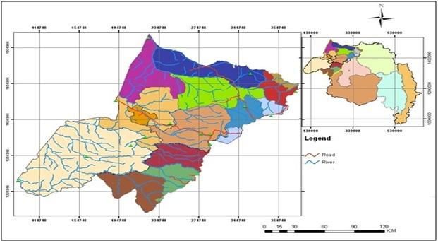 1) in an area of 25000 ha. Agro-ecologically, 51% and 49% of the watershed is found to be warm and hot zone, respectively. Rainfall is ranging from 720 mm to 1253.2 mm and temperature extends from 12.