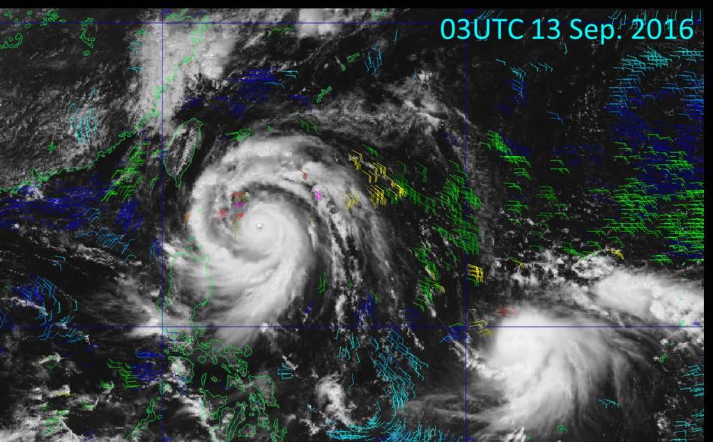 Himawari-8 Low Level-AMVs around typhoon (internal use) 03UTC 13 Sep. 2016 03UTC 13 Sep.