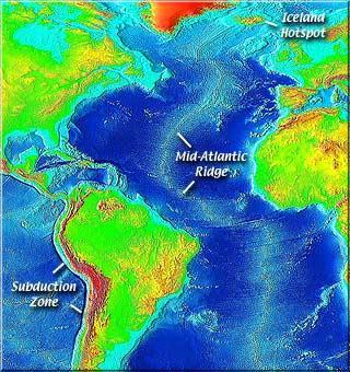 Mid-Ocean Ridges two oceanic plates pull apart.