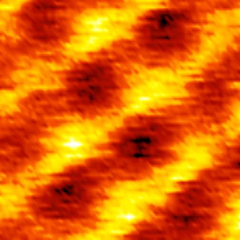 Acquisition of two-dimensional force maps F(x,z) on the KBr(001) surface at room temperature ( a ) Figure 2: (a) Atomic resolution topographic image of KBr(001) at room temperature.