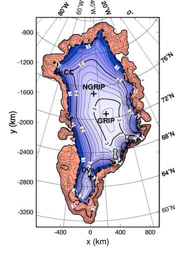 19 Greenland: Greenhouse simulations (3) Results: Topography Present (year