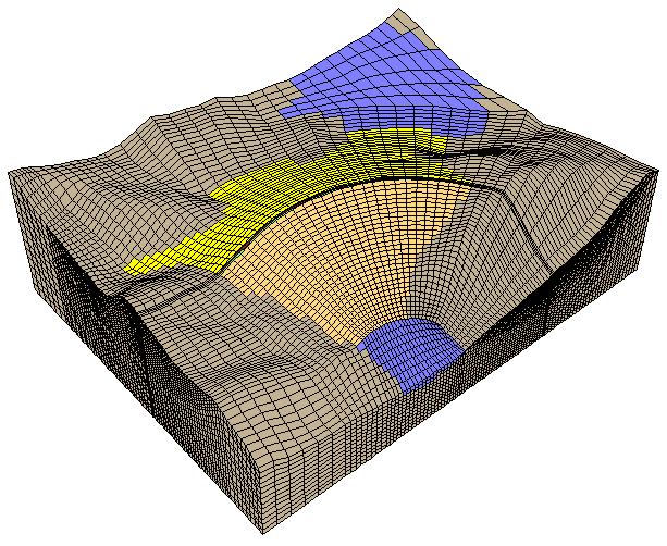 8 shows the 3-D finite difference mesh of the dam and its foundation in perspective (Fig. 8(a)) and in cross-section (Fig. 8(b)). The mesh has about 9, elements and 95, nodes.