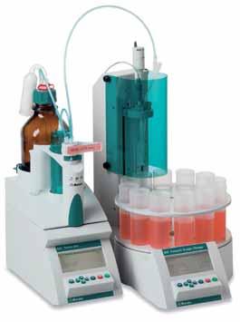 Automation in titration 848 Titropackage plus Affordable automation Space-saving More than 120 predefined titration methods Live curve Direct connection of balances and printers Simple operation A