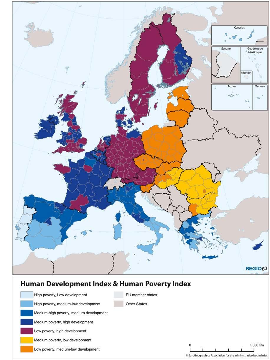3.3. Combining human development and poverty scores The regional HPI and HDI are only weakly correlated.