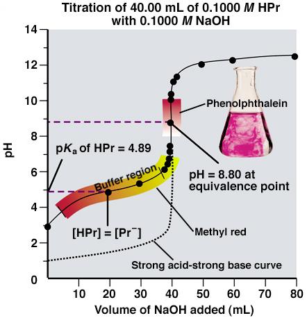 Titrations: Weak Acid / Strong Base Equivalence point ph > 7# (ph