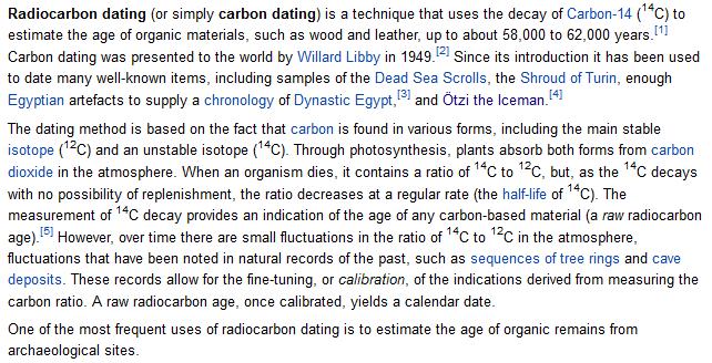 RADIOCARBON DATING uses Carbon 14,a