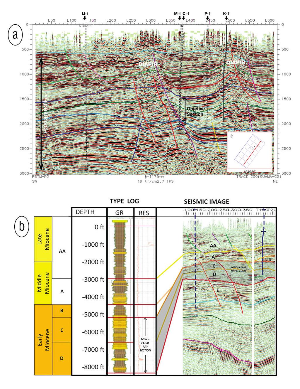 L a t i n A m e r i c a of two shale diapirs interpreted from the new data. The well resulted in the first gas-condensate discovery in the shallow Porquero play.
