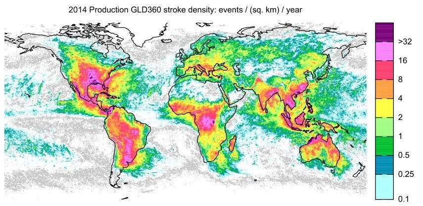GLD360 lightning density map