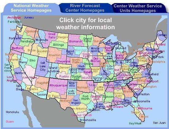US National Weather Service 136 regional offices Operate 24 hours a day Responsible for all public forecasts and warnings Responsible