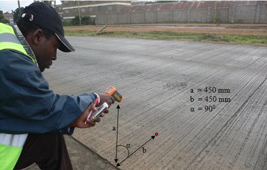Fig. 2: Temperature measurement in progress Average pavement surface temperatures were recorded with time intervals of 15 minutes with the first measurement taken at 07:07.5 hrs and the last at 18:52.