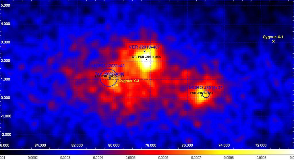 The Cygnus region in γ-rays: AGILE Intensity Map (100 MeV-10 GeV) Pointing Mode: Nov. 2007 Oct.
