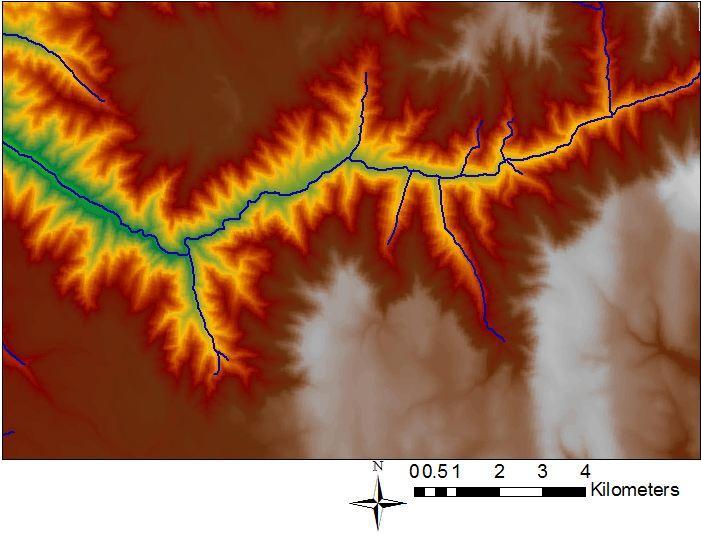 to show the difference in flows between the tributaries and main