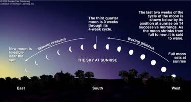 estimate moon rise and moon set for any day The Phases of the Moon Evening Sky