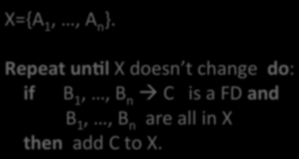 Closure Algorithm X={A 1,, A n }.