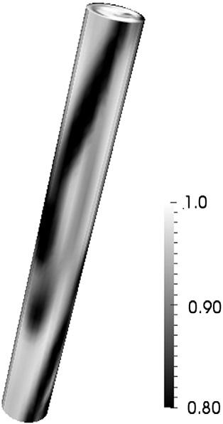 Domain-average solid volume fraction =.5. Physical properties used in the simulations are listed in Table.Cartesiancut cells [28] were used in the horizontal plane.