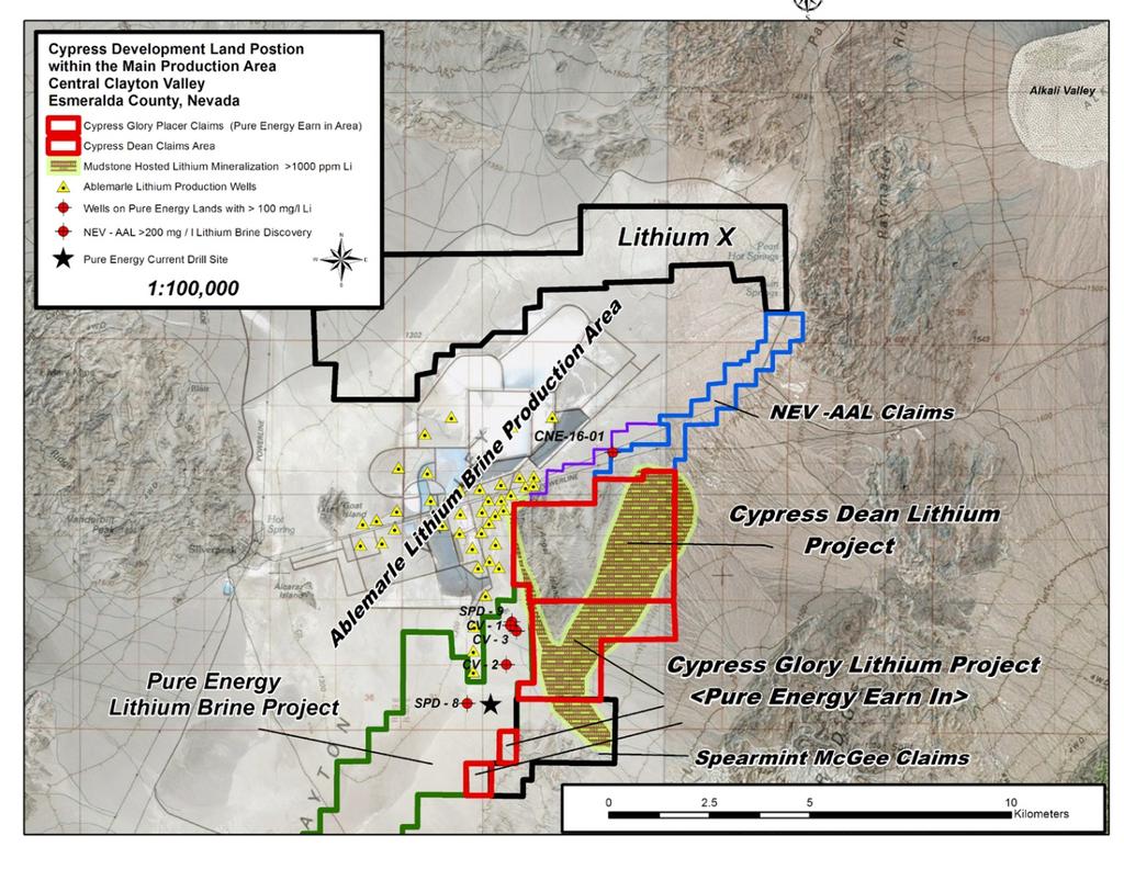 the immediate south and Advantage Lithium/Nevada Sunrise's project located to the immediate north.