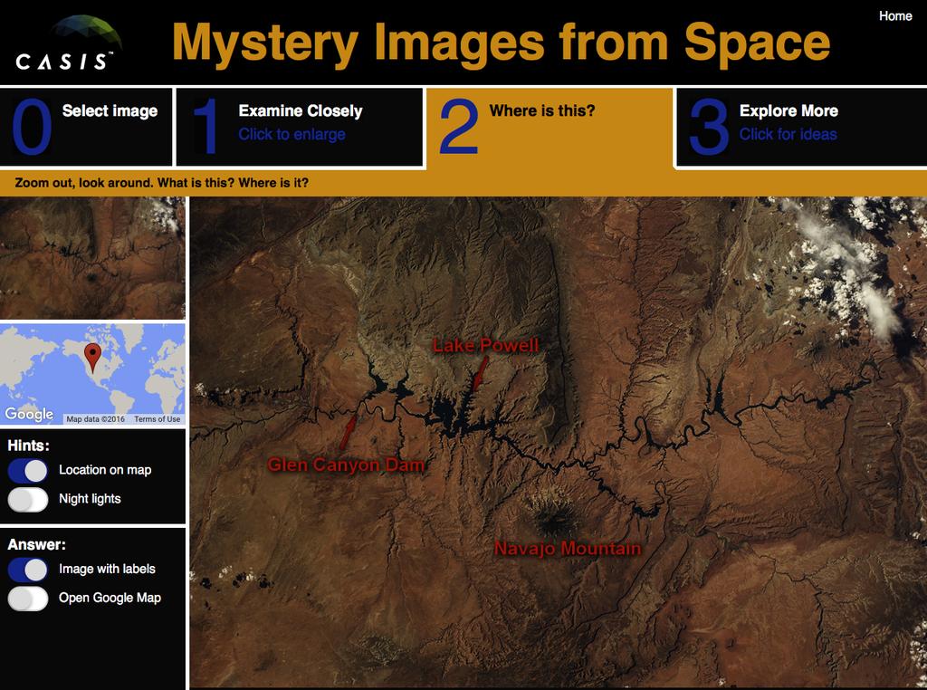 Mystery Images from Space Educator s Guide Summary: Students learn core concepts in Earth science by exploring photographs taken by astronauts.