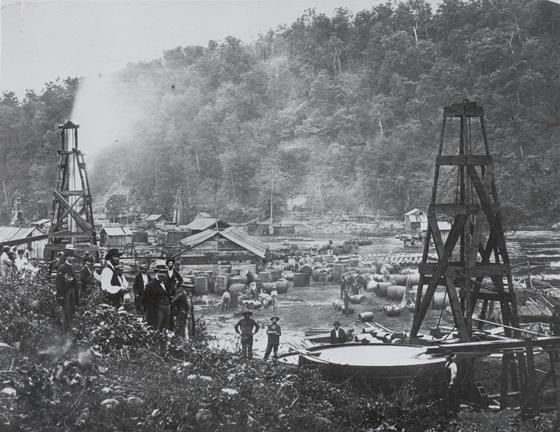 TITUSVILLE, PA Oil Creek Valley in the 1860s Phillips well (rt) 4000 bbl/day Woodford
