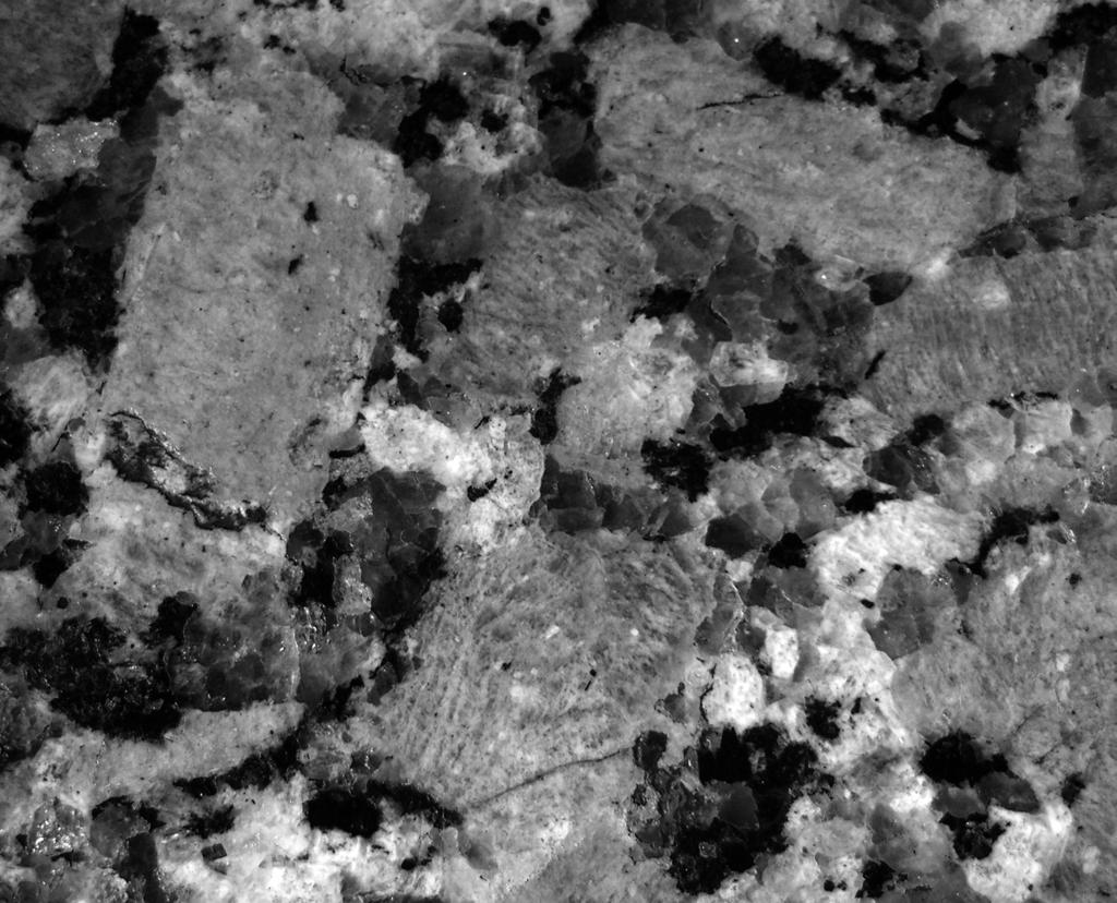 (c) (i) 14 The photograph below is of a granite. Identify from the photograph the correct minerals from the descriptions below. Put the correct letter in each box.