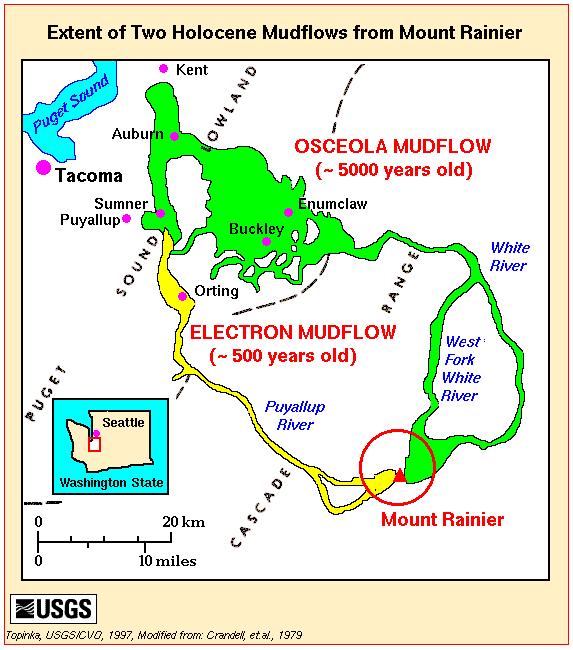 The Osceola Mudflow: volume 3 cubic kilometers The smallest, but most frequent, debris flows at Mount