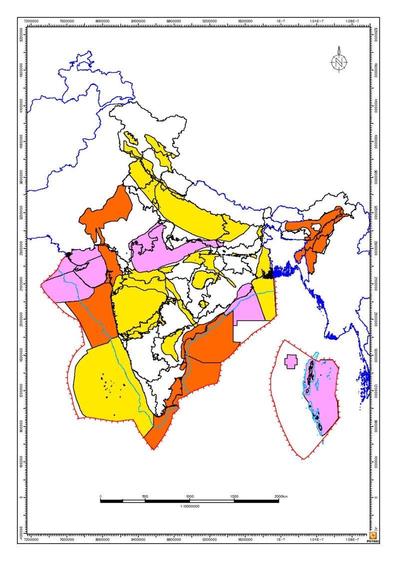 Indian sedimentary basins There are 26 sedimentary basins in Category I Category II Category III India, covering a total area of 3.