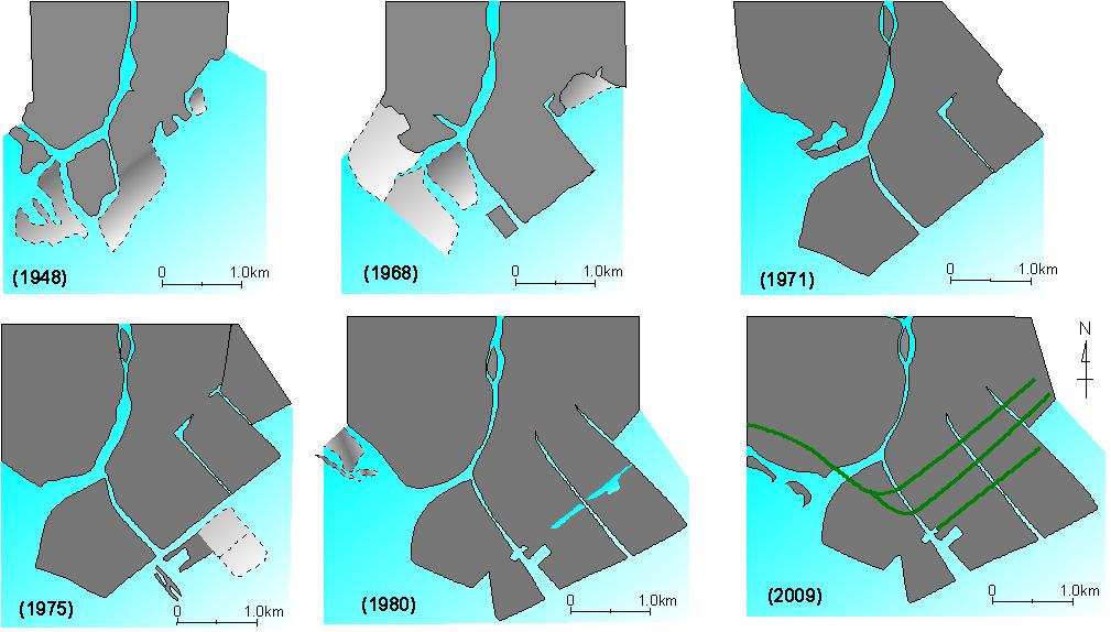 Figure 15 Places of the serious damage to private houses in Urayasu Figure 16 Progress of reclamation work in Urayasu (Urayasu city office Homepage) Figure 15 where it is noticed that the area north