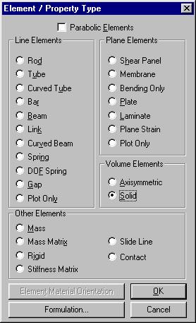 To generate 3-d solids from the 2-d shell elements use the Mesh, Revolve, Element menu in FEMAP.